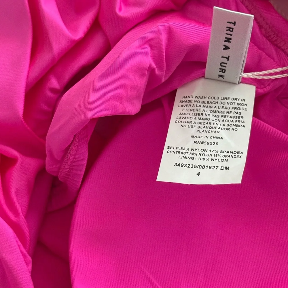 Trina Turk NWT Hot Pink Ruffle Off The Shoulder Bikini Top